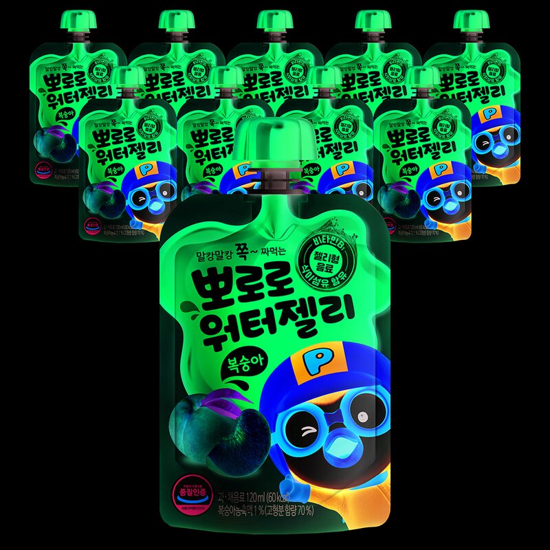 팔도 뽀로로 워터젤리 복숭아, 120ml, 10개