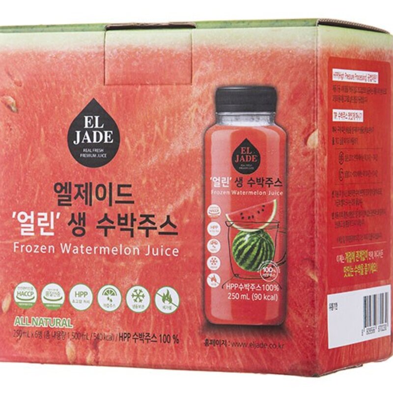 엘제이드 얼린 생 수박주스 6개입 (냉동), 1500ml, 2개