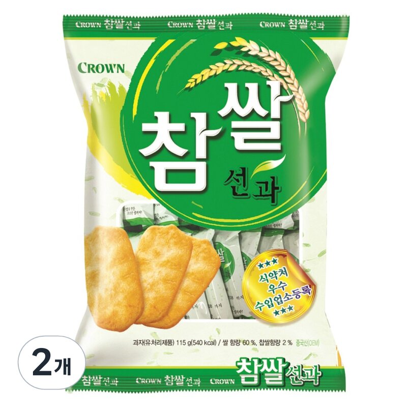 크라운제과 참쌀 선과, 253g, 2개