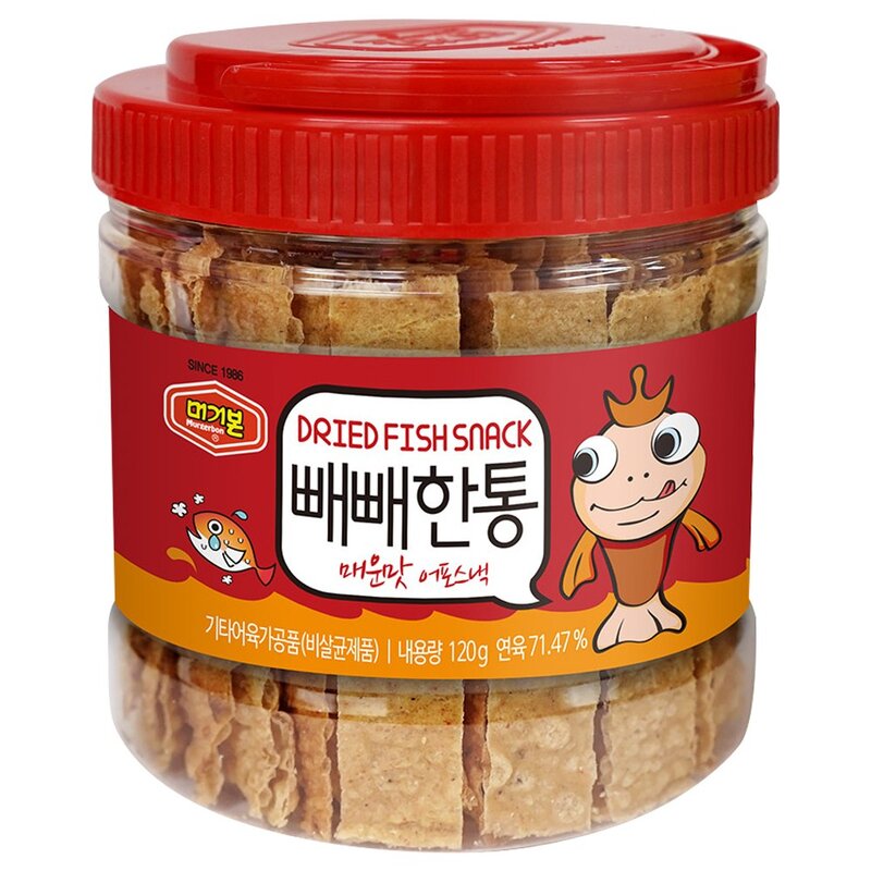 머거본 빼빼한통 매운맛 어포스낵, 120g, 1개