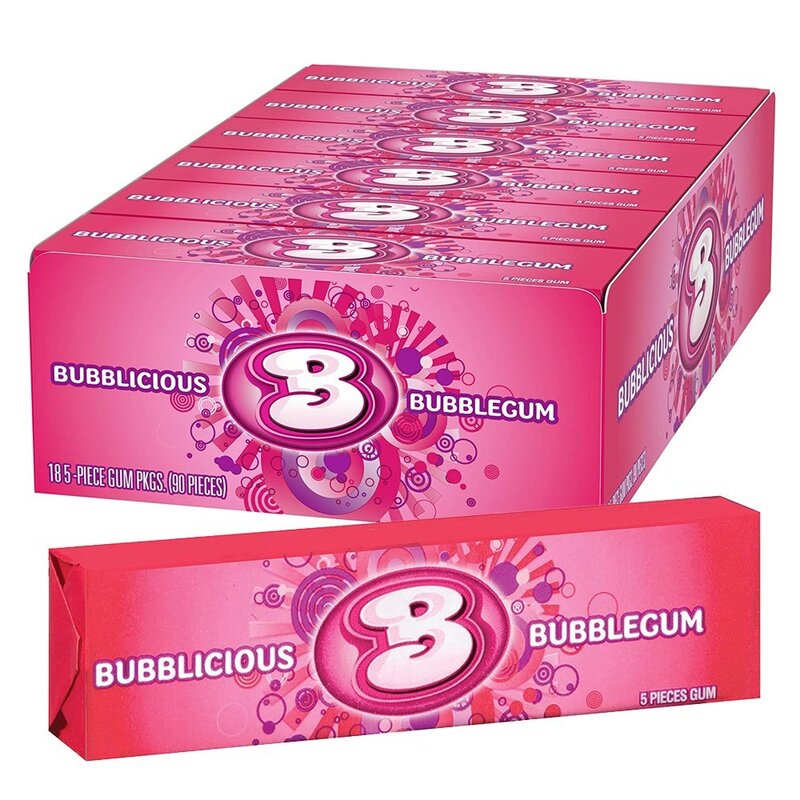 Bubblicious 버블리셔스 버블껌 풍선껌 5개입 X 18팩, 워터멜론, 18개