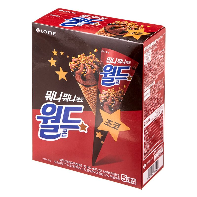 월드콘 초코 아이스크림 (냉동), 160ml, 5개