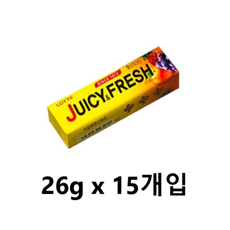 롯데웰푸드 쥬시후레쉬 츄잉껌, 26g, 6개