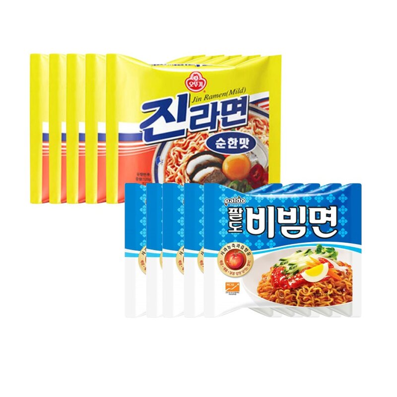 [킹스랜드] 팔도비빔면 5개 + 오뚜기진라면순한맛 5개, 1개