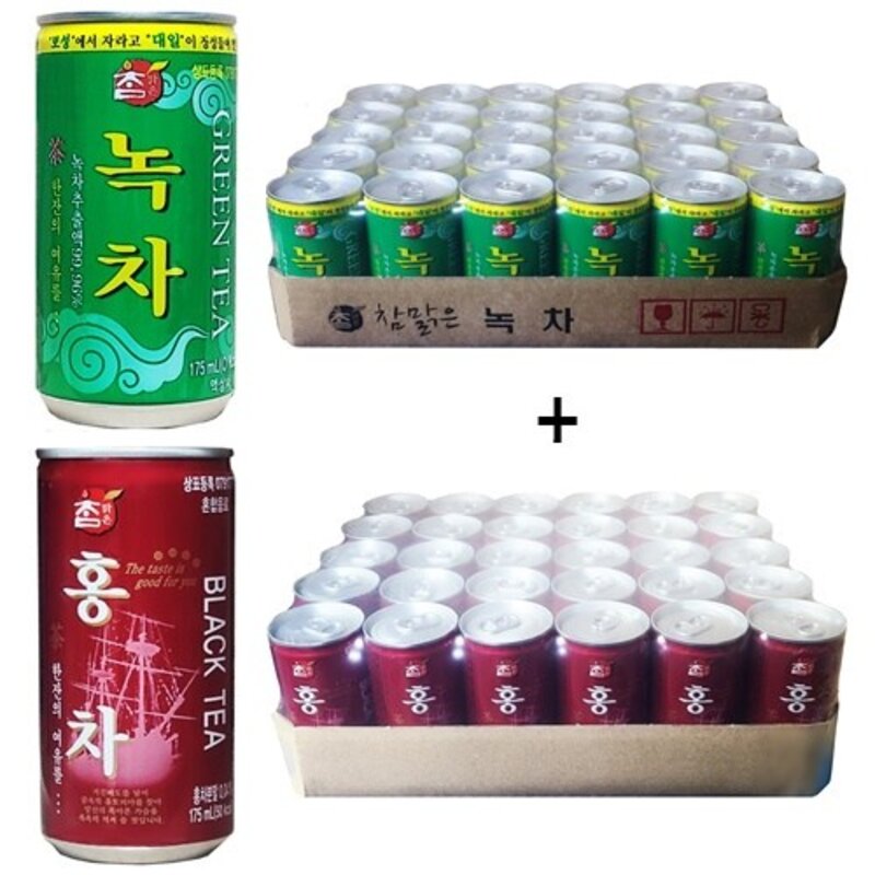 참맑은 녹차(30캔) + 참맑은 홍차(30캔) 175ml x 60캔, 60개