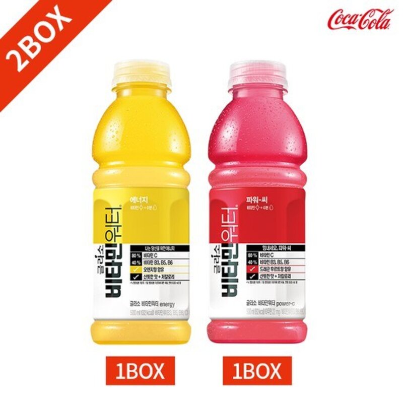 코카콜라음료 글라소비타민워터 파워C12페트+에너지12페트 24페트, 1세트, 500ml