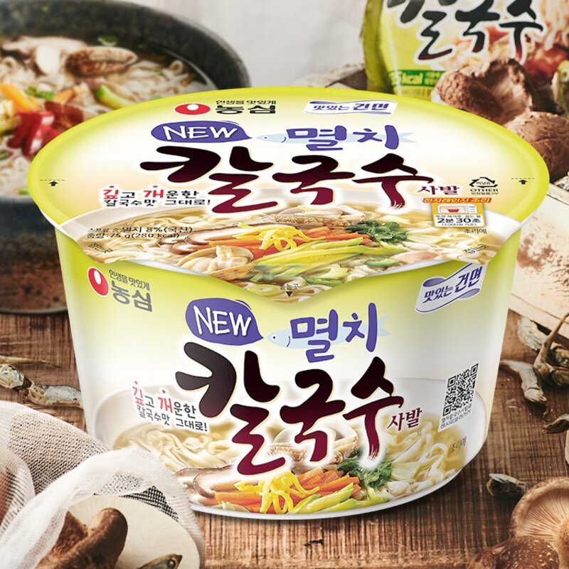 농심 멸치칼국수 사발 75g, 6개