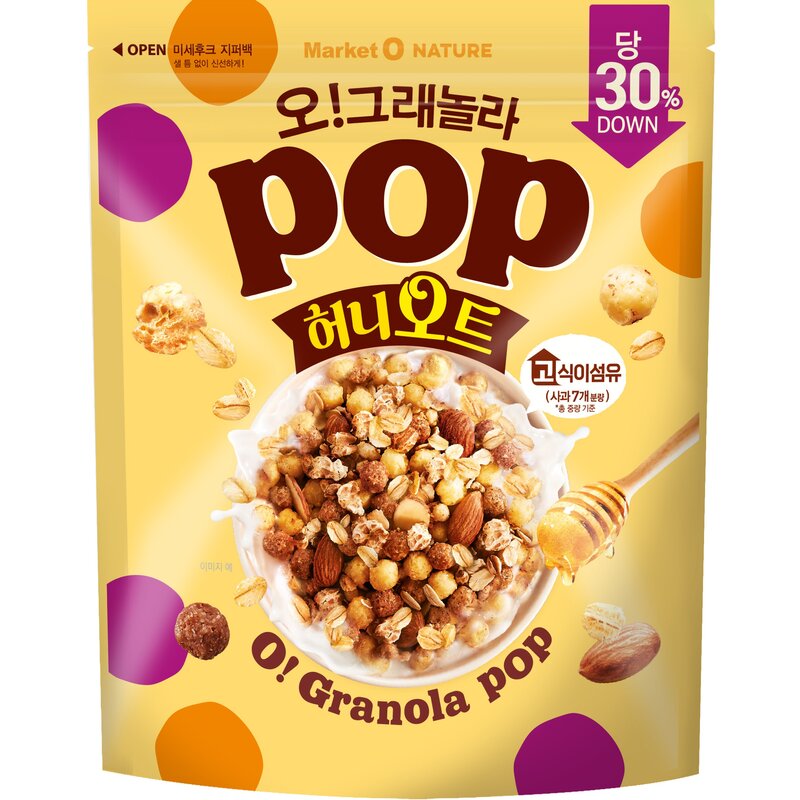 마켓오네이처 오!그래놀라 팝 허니오트, 480g, 1개