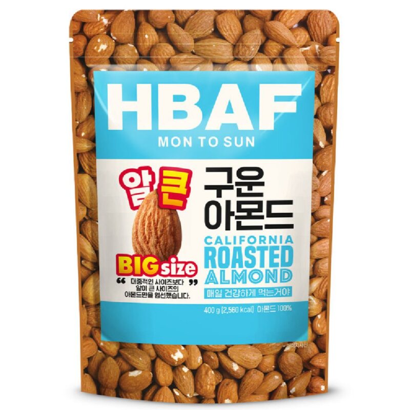 HBAF 바프 아몬드 400g 캘리포니아산 미국산 구운아몬드, 1개