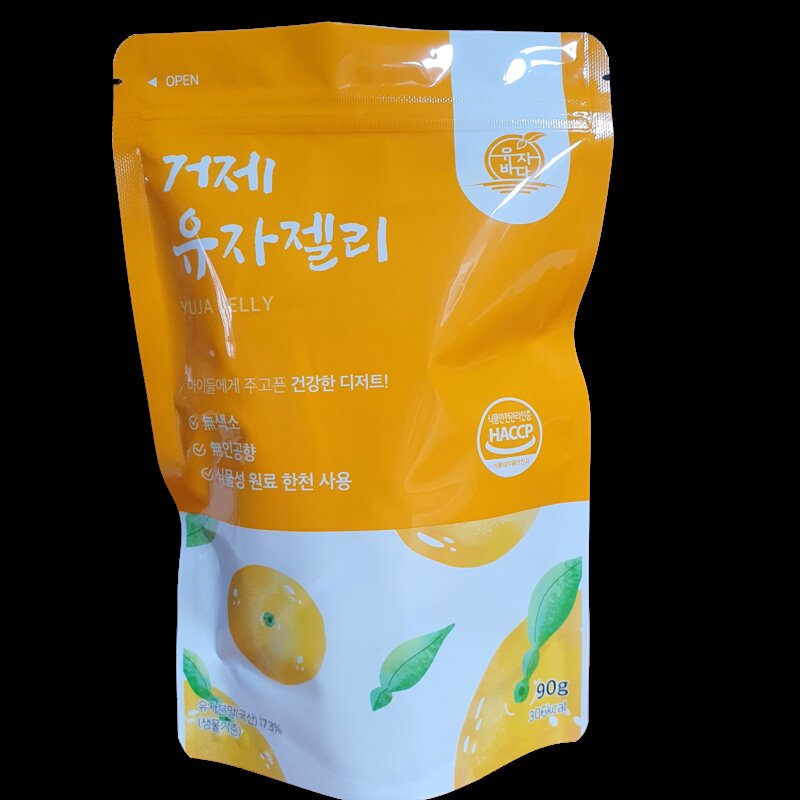 첨가제없는 건강간식 거제유자젤리 한천 비건젤리, 2개, 90g