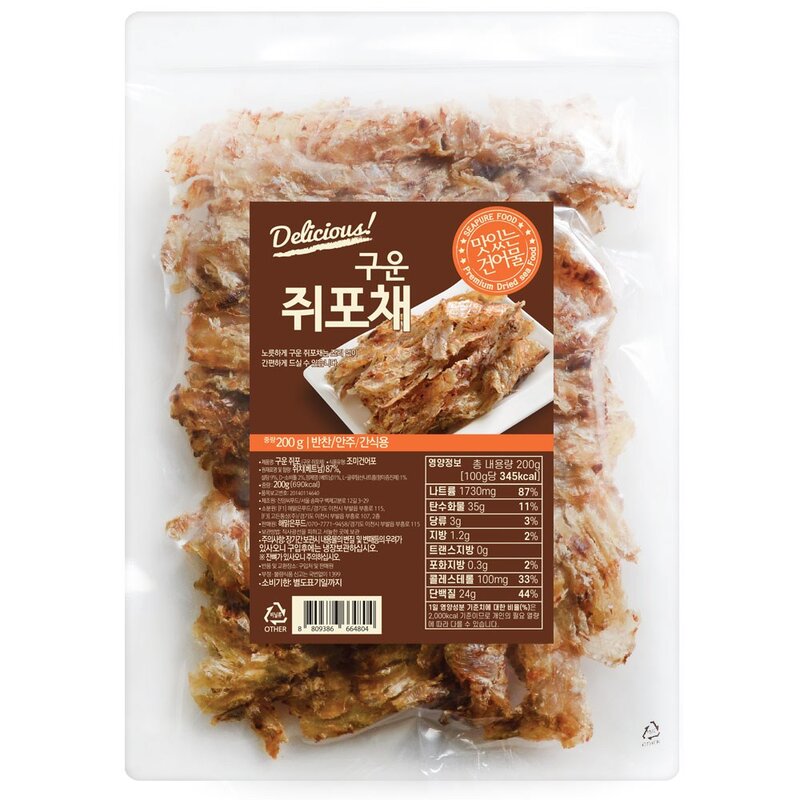 해맑은푸드 구운 쥐포채, 400g, 1개