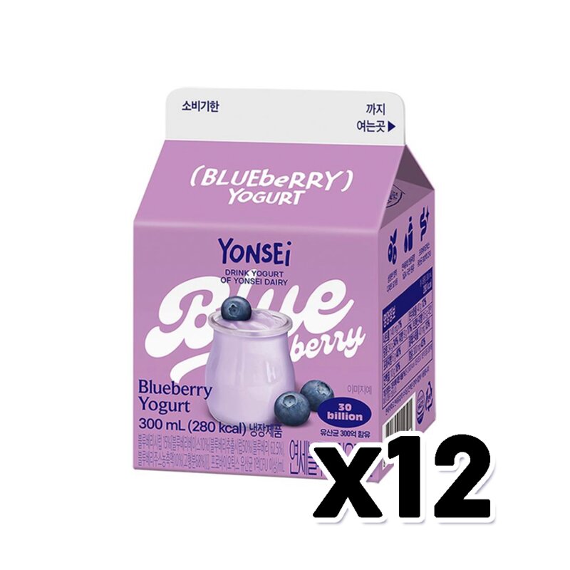 연세 블루베리요거트 팩음료 300ml x 12개, 1개입