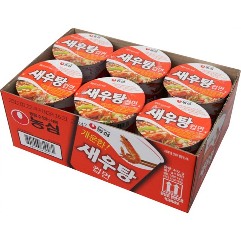 농심 새우탕 컵라면 소 67g, 12개