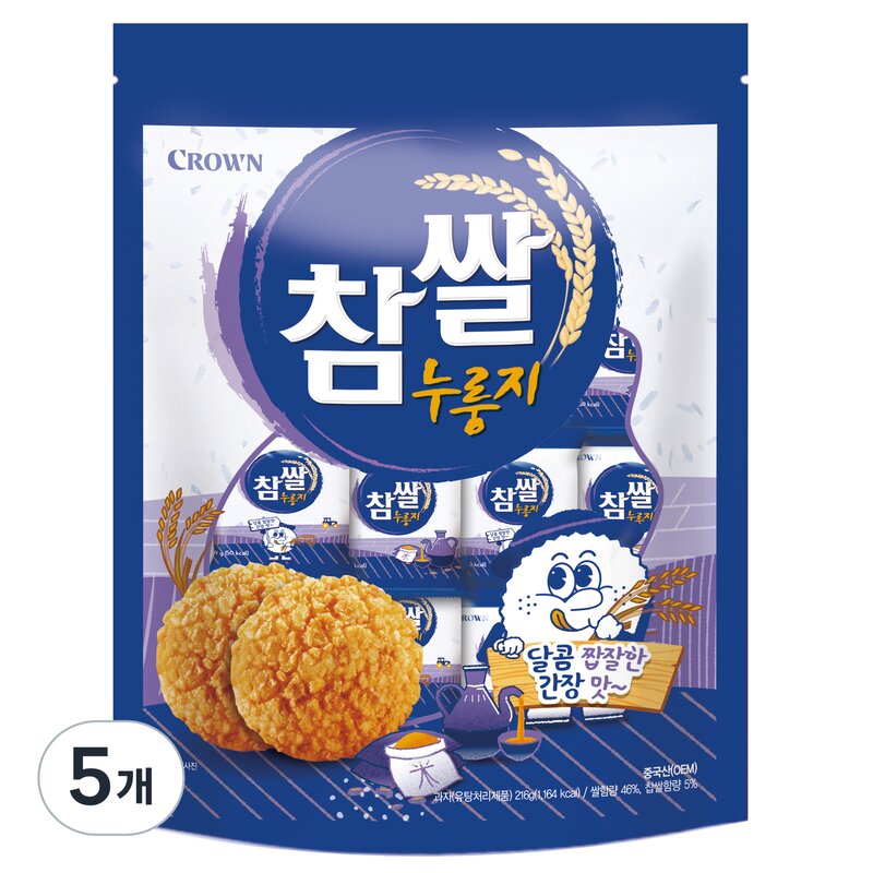 크라운 참쌀 누룽지 24p, 216g, 5개