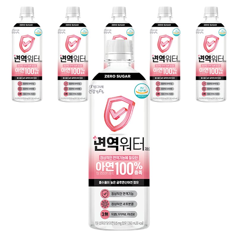 빙그레 건강tft 면역워터 제로, 350ml, 6개