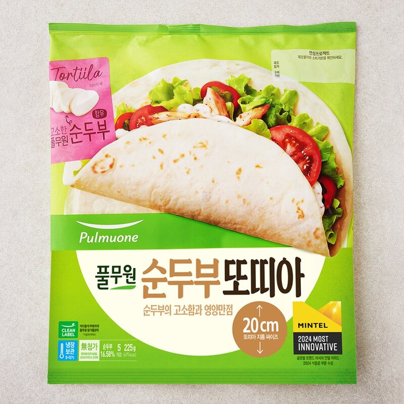 풀무원 순두부 또띠아 20cm 5입, 225g, 1개