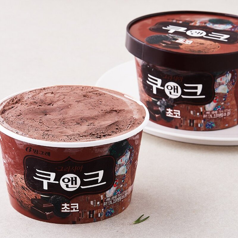 빙그레 그라시아 쿠앤크 초코 (냉동), 750ml, 2개