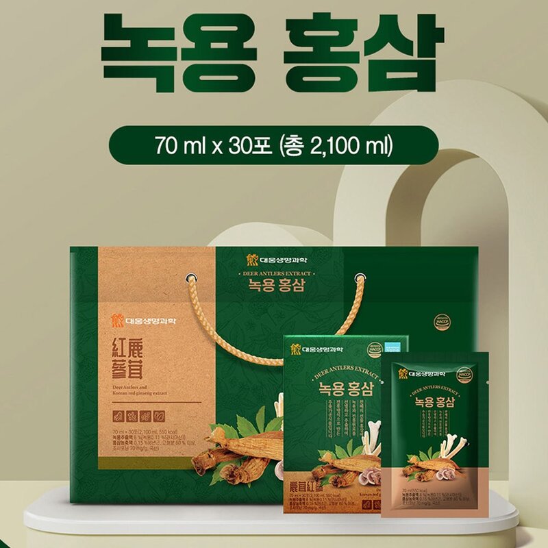 대웅녹용홍삼 30포 선물세트 원기회복, 2.1L