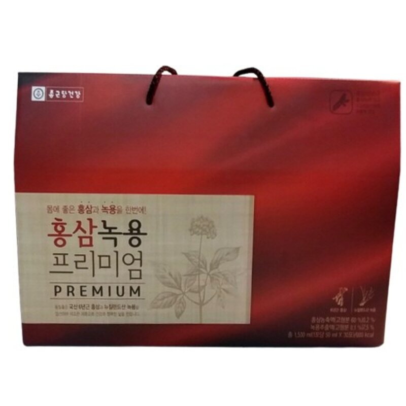 종근당건강 홍삼녹용 프리미엄 50ml 30포 1박스 1개월분 홍삼과 녹용을 한번에, 1개, 1.5L