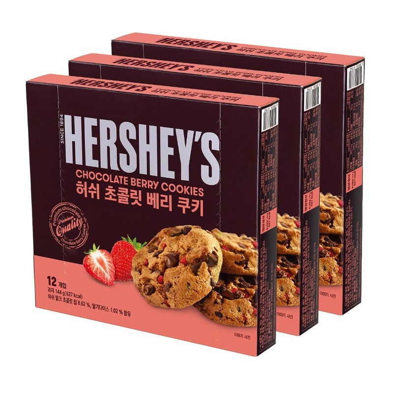 허쉬 초콜릿칩 쿠키 144g, 3개