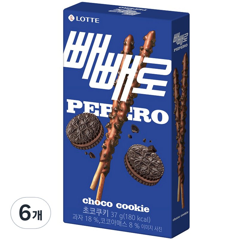 롯데 빼빼로 초코쿠키, 37g, 6개