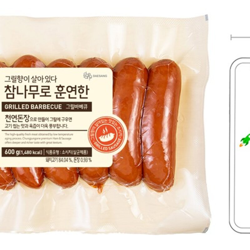 청정원 참나무로 훈연한 그릴바베큐 소시지, 600g, 5개