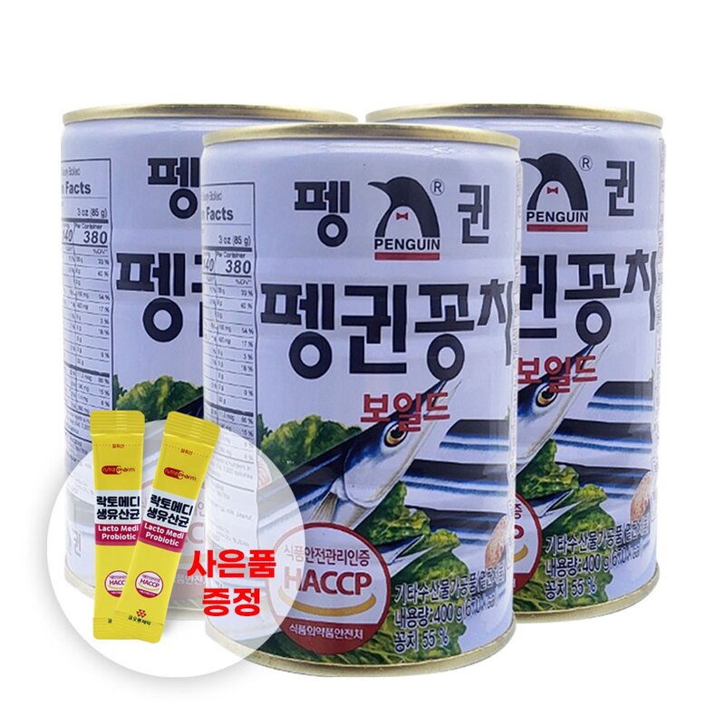 펭귄 꽁치보일드 통조림, 400g, 6개