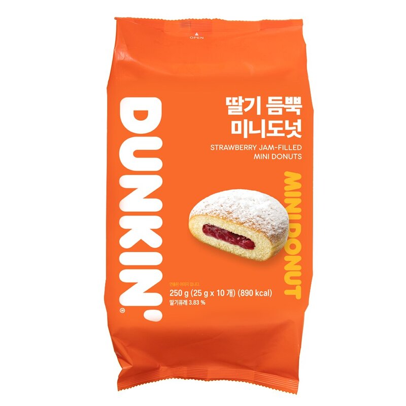 던킨 딸기 듬뿍 미니도넛 (냉동), 250g, 3개