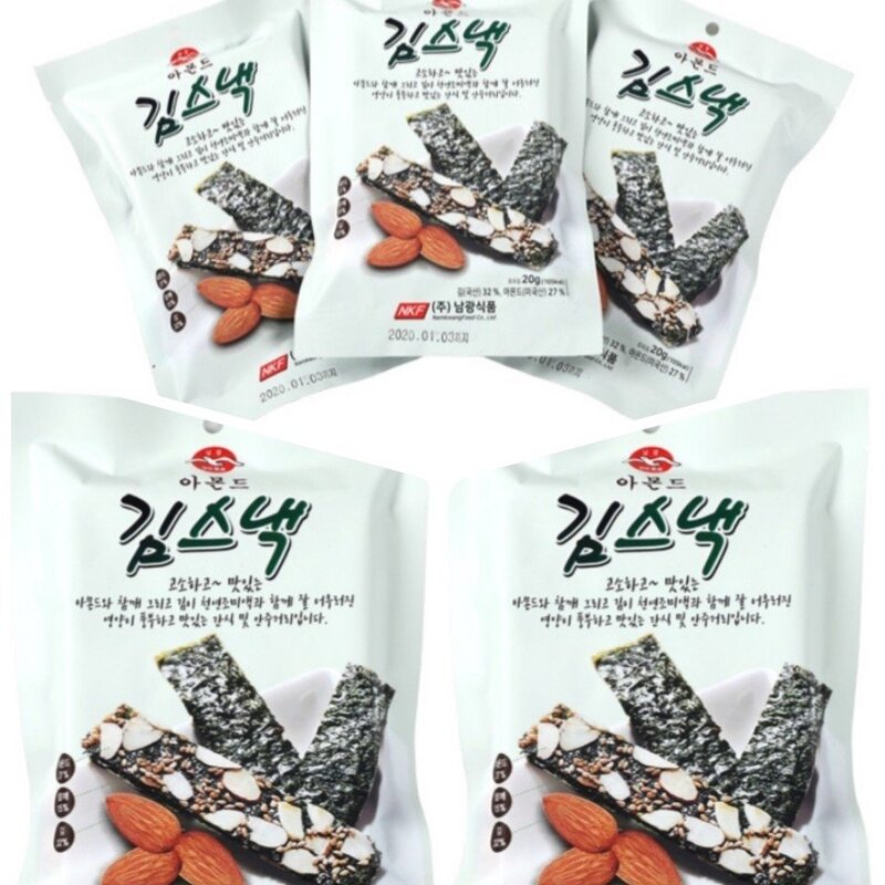 아몬드 김스낵 (20g x 5개) 5개 세트 견과류, 5개, 20g