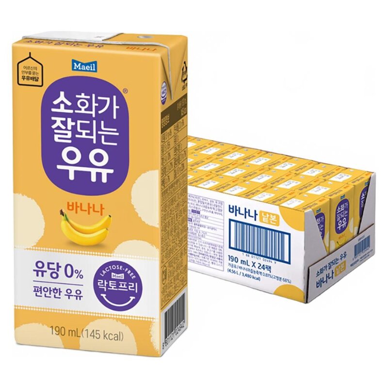 소화가잘되는우유 바나나, 190ml, 24개