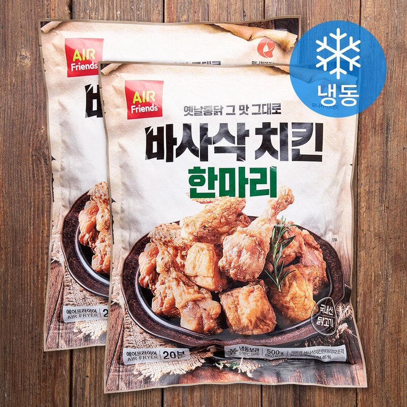 마니커에프앤지 바사삭치킨 한마리 12조각 (냉동), 500g, 2개입