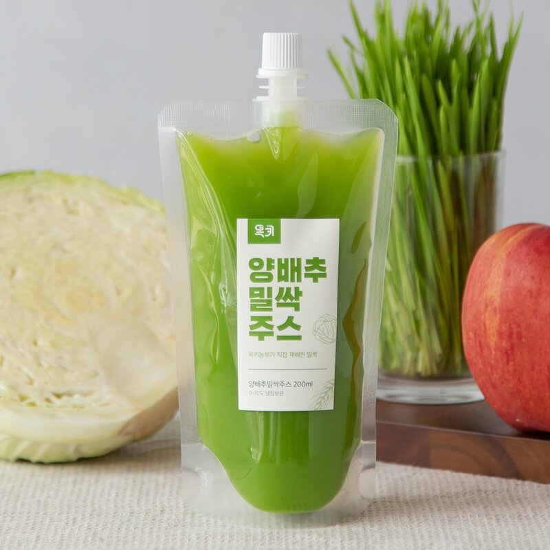 옥키 엽록소가 가득한 부분만 잘라내어 만든 밀싹 양배추즙, 7개, 200ml