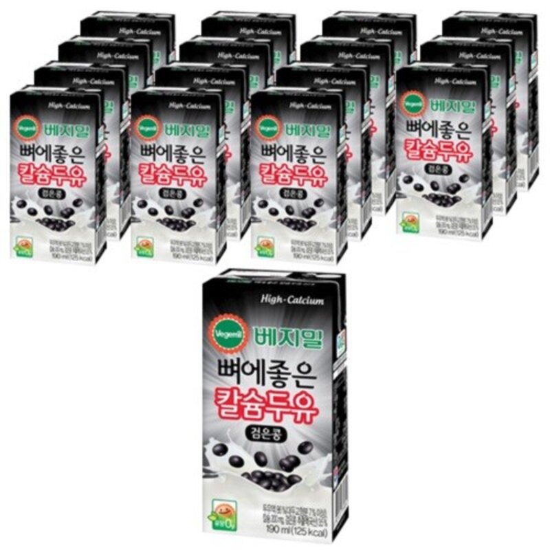 베지밀 뼈에좋은 칼슘 두유 검은콩 190mlx24팩, 190ml, 24개