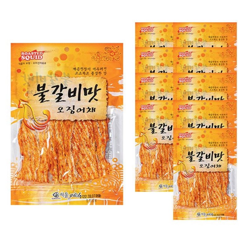 서울지앤비 불갈비맛 오징어채, 32g, 10개