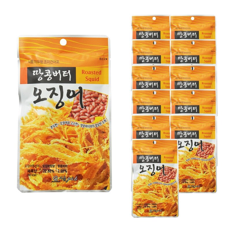 서울지앤비 땅콩버터 오징어, 18g, 12개