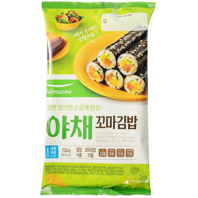 풀무원 야채 꼬마김밥, 124g, 1개