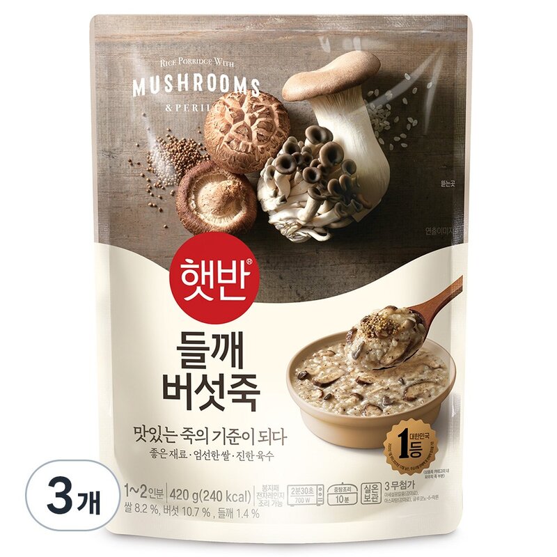 햇반 들깨버섯죽, 420g, 1개