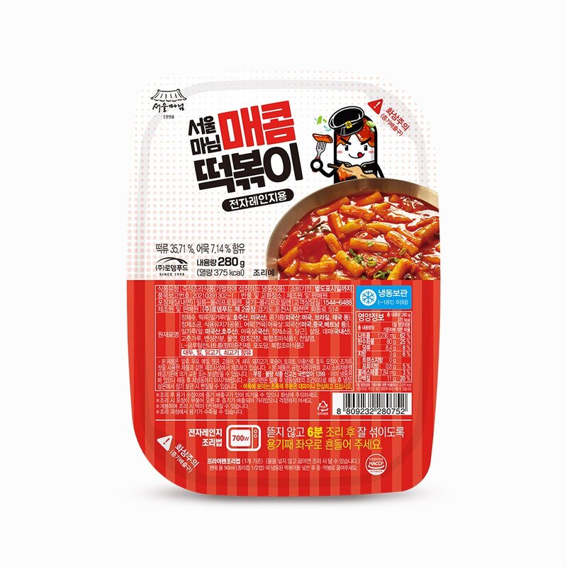 [CB001] 로뎀푸드 서울마님 매콤떡볶이 (전자레인지용)1인분 280g - 3팩set, 3개