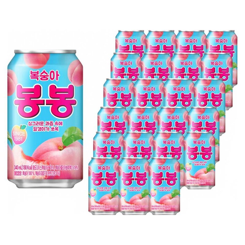 해태htb 복숭아 봉봉, 340ml, 48개