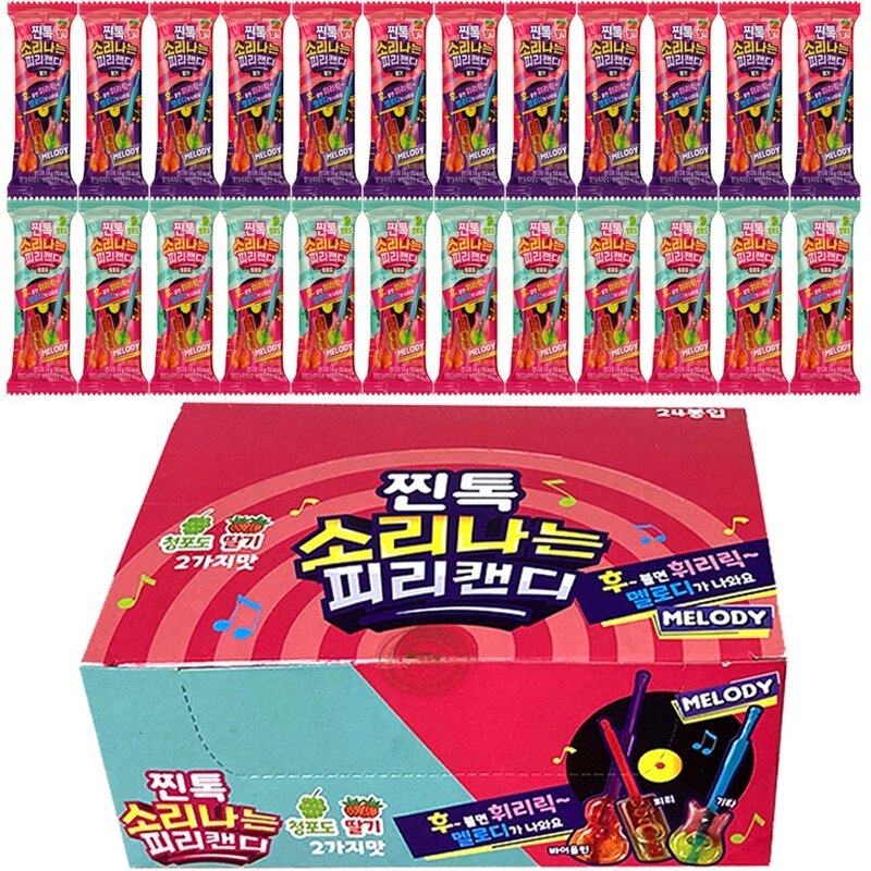 찐톡 소리나는 피리 캔디 청포도 딸기 24p, 336g, 1개