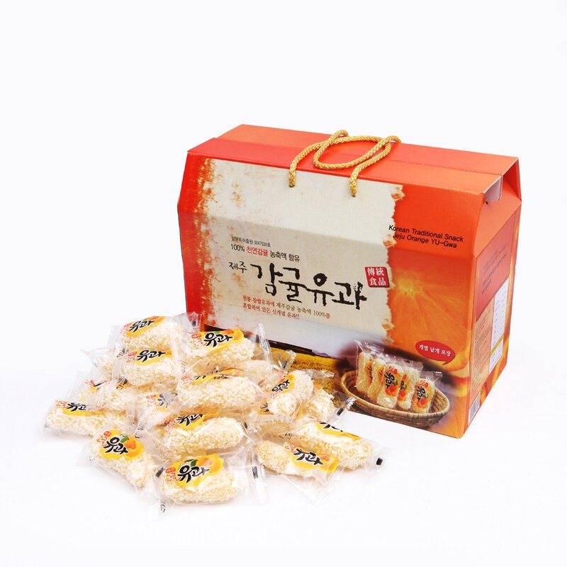 제주감귤유과 200g 500g 1kg 1관(3.75kg) 한과 유치원 외국인 명절선물, 1박스(개별낱개포장), 1박스