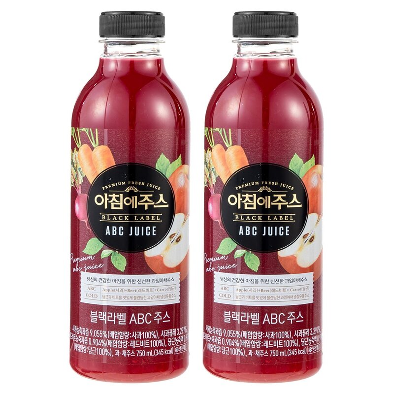 아침에주스 블랙라벨 ABC주스, 750ml, 2개