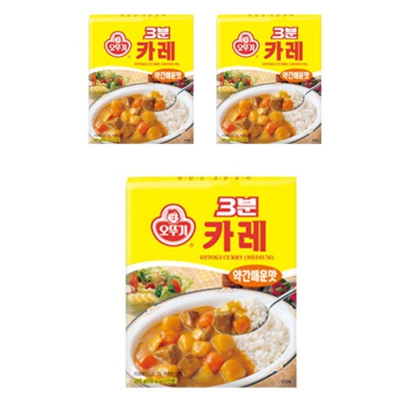 오뚜기3분 카레 약간매운맛, 200g, 5개