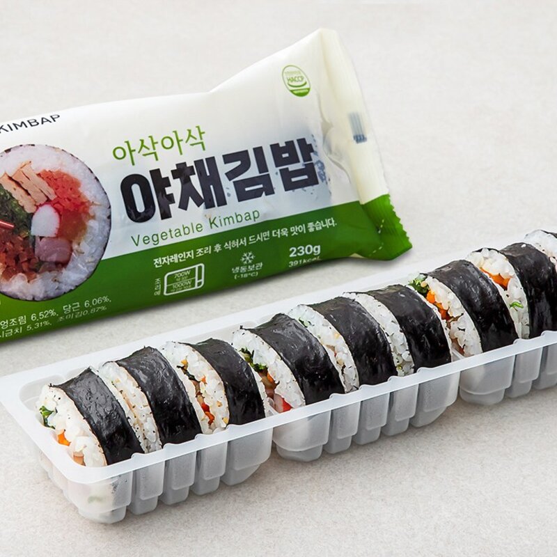 바바김밥 야채김밥 (냉동), 3개입, 230g