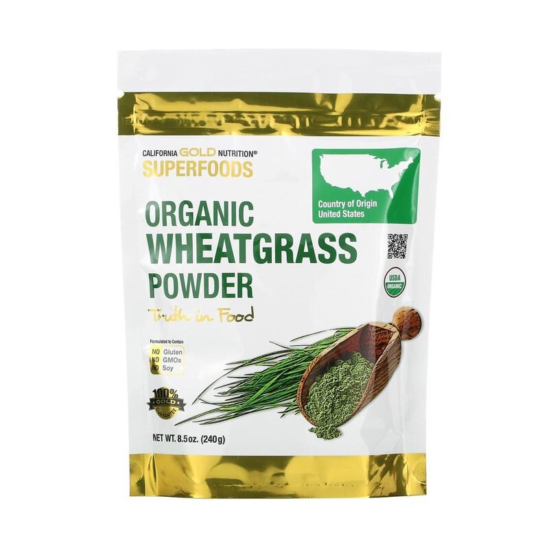 캘리포니아 골드 유기농 밀싹 분말 Wheat Grass Powder 240g(8.5oz), 1개