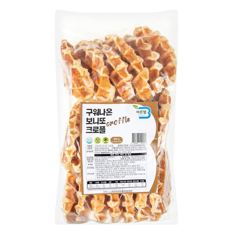 바른웰 구워나온 보니또 크로플 (냉동), 1개, 800g