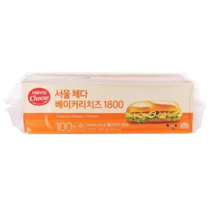 e치즈몰 서울우유 체다슬라이스 베이커리 치즈 1800g 100매, 1.8kg, 1개