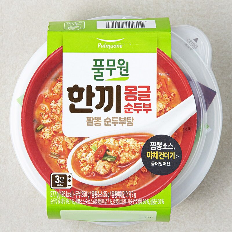 풀무원 한끼 몽글 순두부 짬뽕 순두부탕 냉장, 277g, 1개