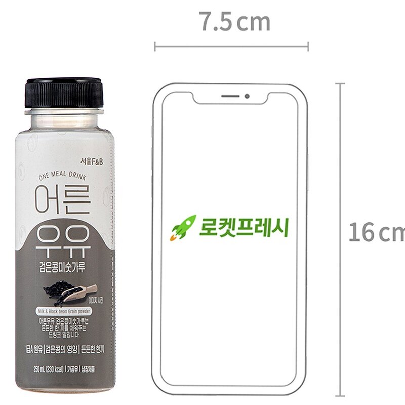 서울에프엔비 어른우유 검은콩미숫가루, 250ml, 12개