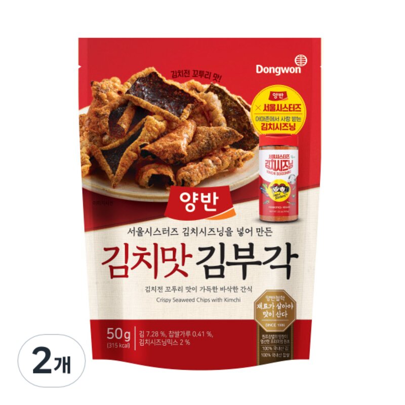 양반 김치맛 김부각, 50g, 6개